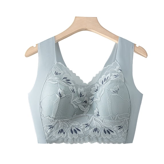 Womens Sport Bras Lace Splice Wireless Bralettes for Women Push Up Full Coverage Pullover Breathable Pajama Bra