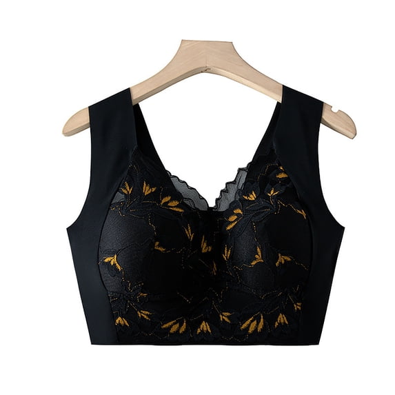 Womens Sport Bras Lace Splice Wireless Bralettes for Women Push Up Full Coverage Pullover Breathable Pajama Bra