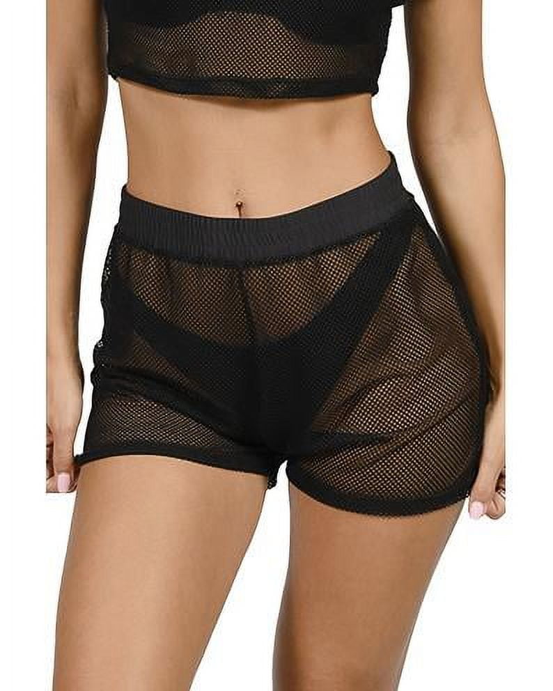 black mesh crop top short sleeve