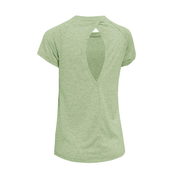 Womens Sport Tshirt Short Sleeve Top Lightweight Back Hole Yoga Tee Summer Running Tops Comfy Shirt