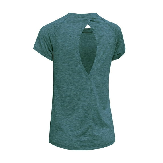 Womens Sport Tshirt Short Sleeve Top Lightweight Back Hole Yoga Tee Summer Running Tops Comfy Shirt