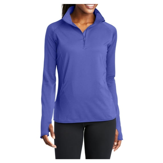 Womens Sport Wick Stretch 1/2 Zip Polyester/Spandex Pullover Iris Purple XS