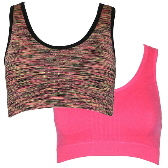 Womens Sports Athletic Bra Gym Fitness Racerback Bralet Hot Pink Black Color L