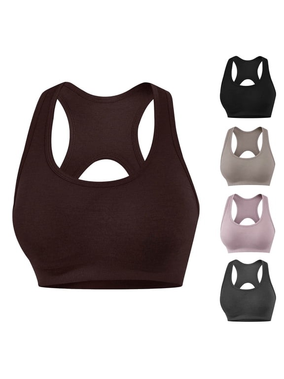 Womens Sports Bra, Removable Cup & Shockproof Design, Pullover Cross-Back Yoga Bra, Comfort for Fitness Running Wear | VerBelle,Pink M