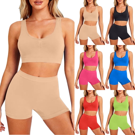 Womens Sports Bra Set Wireless Small Bust Push-up Beautiful Back Camisole Tank Top European Style Plus Size Girl Comfortable Sports Bra Set S
