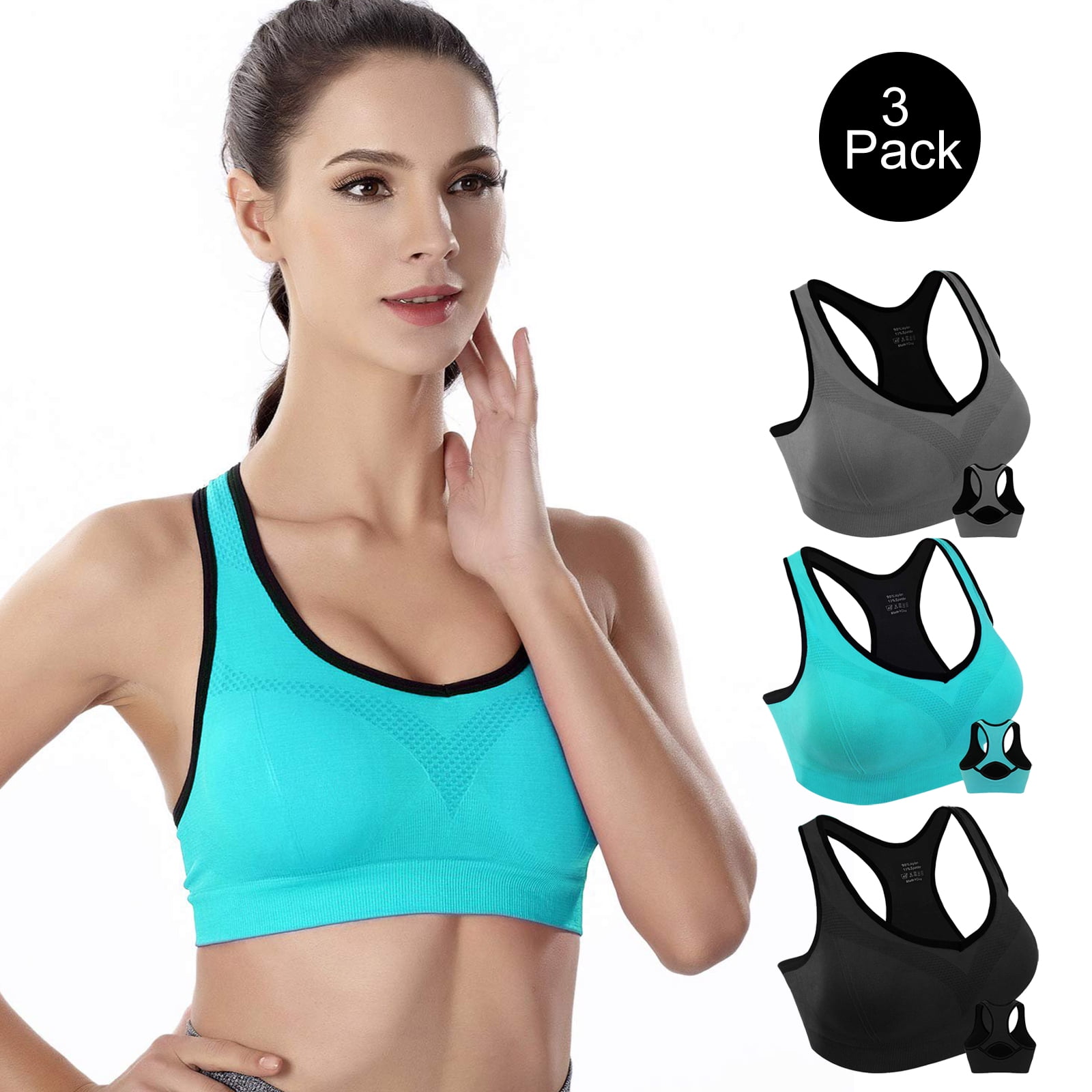 Xmarks Sports Bras for Women High Support - Breathable Sports Bras for Women,Gathers  for Fitness Running Yoga Quick Drying Sports Bra(4-Packs) 