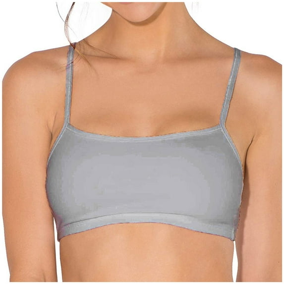 Womens Sports Bra with Chest Pad Gym Yoga Cami Top Soft Cotton Bra Spaghetti Strap Underwear for Teen Girls
