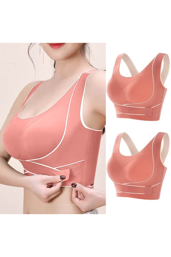 Womens Sports Bras 2 Pack Cross Side Clasp Wireless Yoga Tank Bra Seamless Push Up for Low Impact Activity Sports Bras for Women