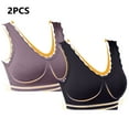 thumbnail image 1 of Womens Sports Bras 2 Pack Plus Size Solid Color Lace No Underwire Push Up Wireless Bra Comfort Seamless Soft Sleep Bralette High Support Yoga Workout Bra Smoothing Comfort Lightly T-Shirt Bra, 1 of 9