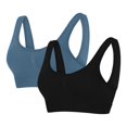 thumbnail image 1 of Womens Sports Bras 2-Pack Sexy Bra Without Steel Ring U-shaped With Breast Pad Everyday Underwear Wireless Bras for Women Blue L, 1 of 8