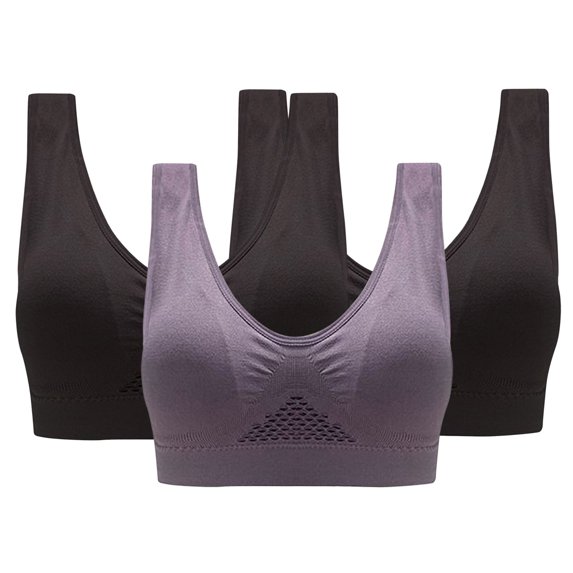 Womens Sports Bras 3-Pack Sports Bra Without Support Yoga Running Underwears Sports Bra Multicolor L
