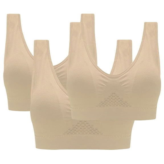 Womens Sports Bras, 3 Pack Yoga Comfort Seamless Stretchy Sports Bra for Women Breathable Cool Liftup Air Daily Bra