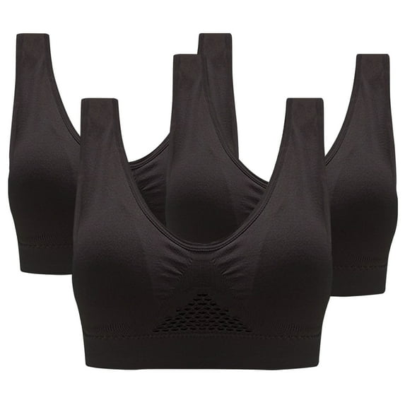 Womens Sports Bras, 3 Pack Yoga Comfort Seamless Stretchy Sports Bra for Women Breathable Cool Liftup Air Daily Bra