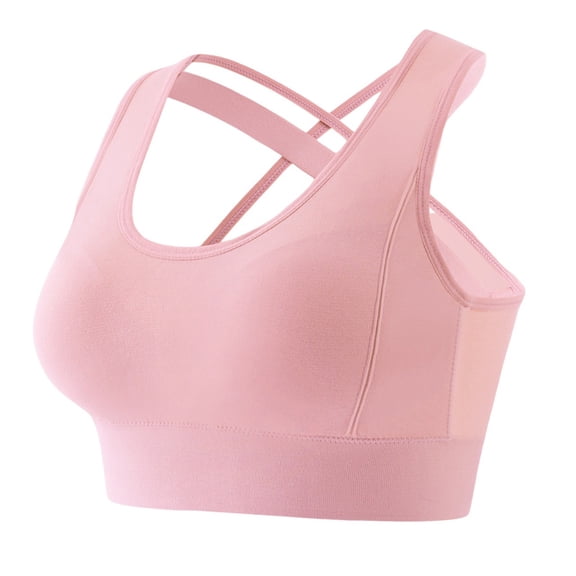 Womens Sports Bras High Impact Cross Back No Underwire Push up Bralette Athletic Workout Comfort Padded Sleeping Bra, Pink, XL