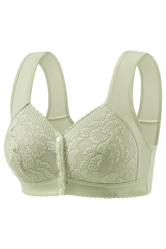 Womens Sports Bras High Support Cotton Front Closure Full Coverage Plus Size Bra Bras for Older Women Green B
