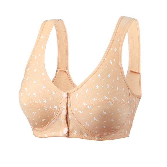 Womens Sports Bras High Support Plue Size Full Cup No Underwire Cotton Breathable Underwear V-Neck Pullover Bra Feature Hook and Eye Closure Molded Bra Style Y-187 , Beige XL