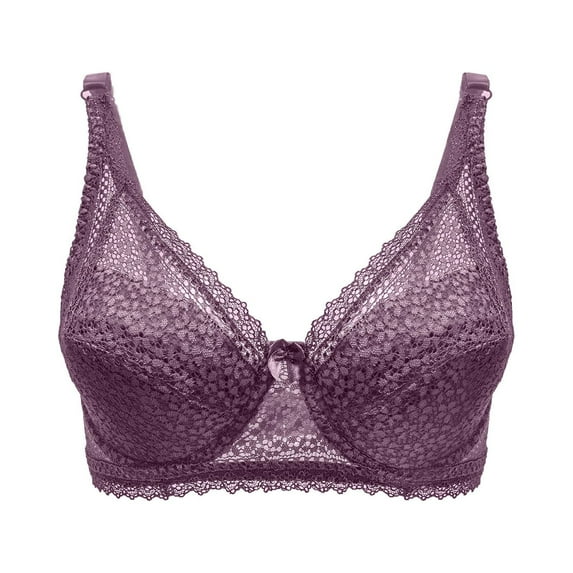 Womens Sports Bras High Support Solid Lace Lingerie Bras Plus Size Underwear Bralette Bras Comfortable Bra V-Neck T-Shirt Bra Feature Hook and Eye Closure Training Bra Style Y-163 , Gray XL