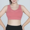 thumbnail image 1 of Womens Sports Bras Large Size High-strength Shockproof Sports Underwear Breathable Yoga Vest Fitness Running One-piece Fixed Cup Bra Wireless Bra Pink1 3XL, 1 of 8