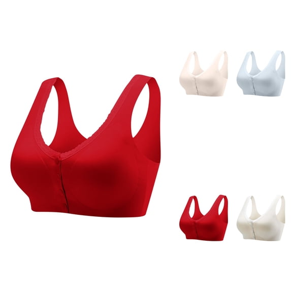 Womens Sports Bras Medium Support Bra Comfortable Adjustable Seamless Wireless Bra for Women Summer Thin Full Support Front Closure Plus Size Sleep Bralette (Apricot XX-Large)