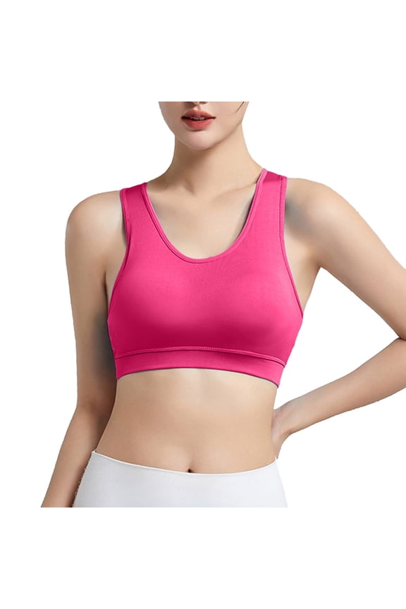Womens Sports Bras Medium Support Bra Women's Solid Color Fashion Proof Running Back Yoga Vest High Strength No Underwire Push Up Sports Bra