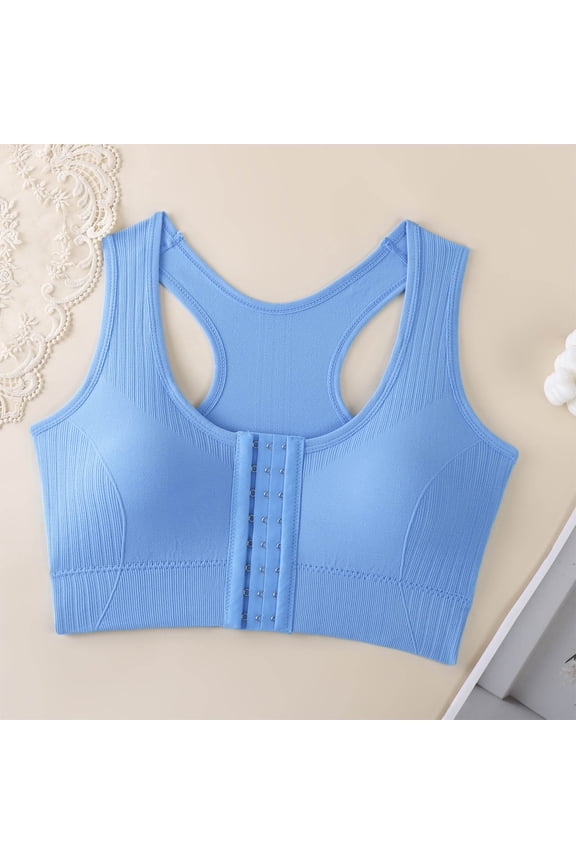 Womens Sports Bras No Underwire Push Up Bralettes for Women Front Closure Zip Up Racerback Comfortable Everyday Yoga Running Bra