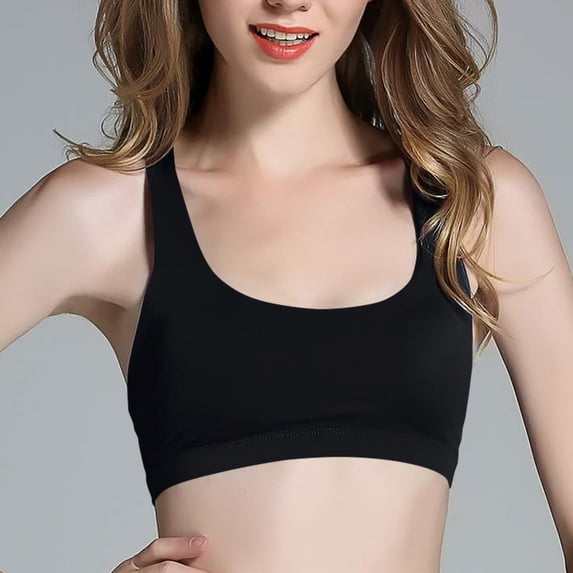 Womens Sports Bras Plus Size Ice Silk Beautiful Back Yoga Fitness Sports Bra Underwear Wireless Bra Black M