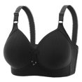 thumbnail image 1 of Womens Sports Bras Plus Size Lightly Lined Bra Feature V-Neck Wire-Free Bra Style W-868 Hook and Eye Closure V Neck Sports Bra Black S, 1 of 5