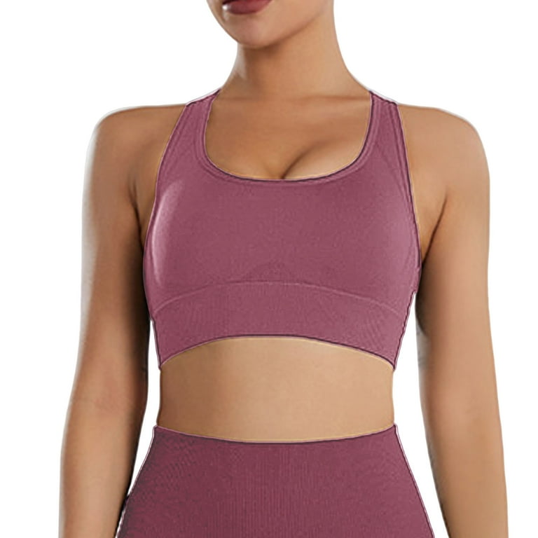 Womens Sports Bras Solid Color Seamless Crop Tops H Shaped Shockproof  Sportswear Yoga Vest