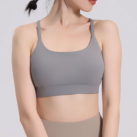 Womens Sports Bras Sports Bra Vest Push-Up Yoga Fitness Sports Bra With Removable Chest Pad Wireless Bras for Women Gray M