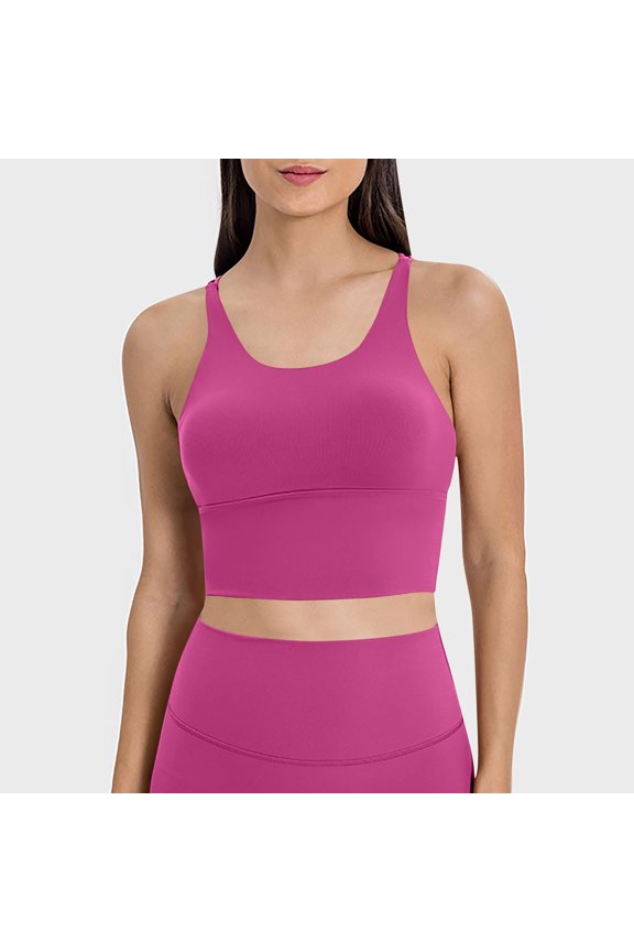 Womens Sports Bras Thin Shoulder Strap Shock-absorbing Running Fitness Bra Beautiful Back Sexy Yoga Gathering Sports Bra Bras for Women No Underwire HotPink L