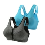 Womens Sports Bras,Uklsqma Yoga Comfort Seamless Stretchy Sports Bra for Women 2 Pack 2XL Gray