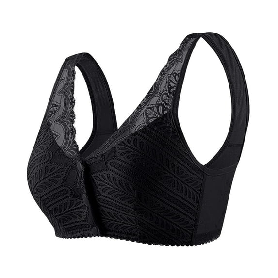 Womens Sports Bras Wirefree Comfort Lace Patchwork Seamless Bralettes Ladies Elder Front Closure Full Coverage Push up Bra