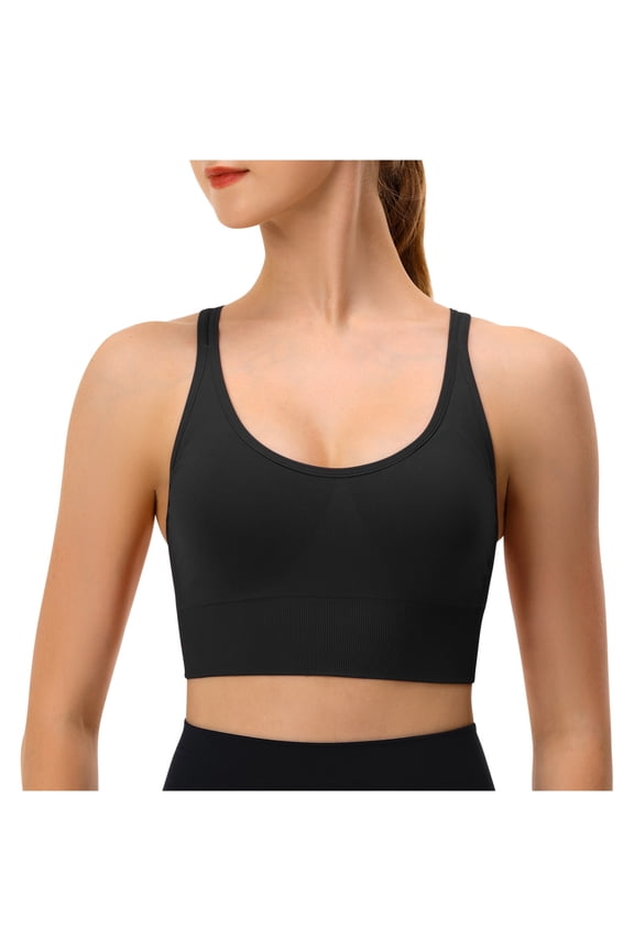 Womens Sports Bras Wireless Push-Up Pullover High-Impact Underwear Ladies Casual Solid Quick-Drying Full-Coverage Workout Bralettes