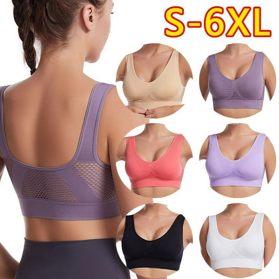 Womens Sports Bras, Yoga Comfort Seamless Stretchy Sports Bra Plus Size