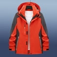 thumbnail image 1 of Womens Sports Coats for Winter Casual Windbreaker Jacket Full Zipper Color Blocked Hooded Warm Overcoats, 1 of 3
