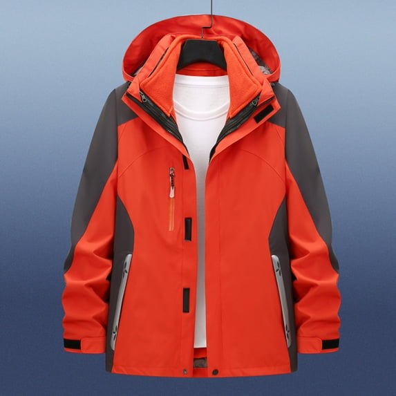 Womens Sports Coats for Winter Casual Windbreaker Jacket Full Zipper Color Blocked Hooded Warm Overcoats