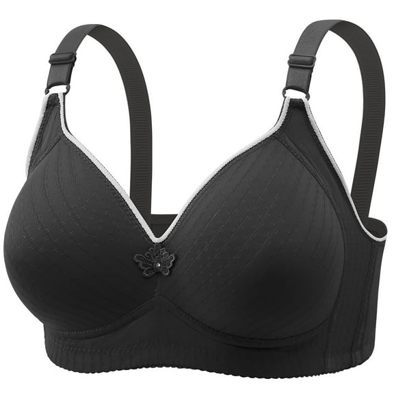 Womens Sports Wireless Bra Push up Bras for Women, Wireless V Neck Comfortable Breathable Bralettes Full Cover Padded Smoothing Underwear Bra Black XL