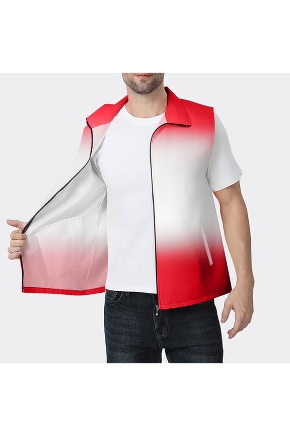 Womens Sports Zip-Up Vest Mens Athletic Hiking Lightweight Sleeveless Jackets Running Travel Adult Coats Red, XL