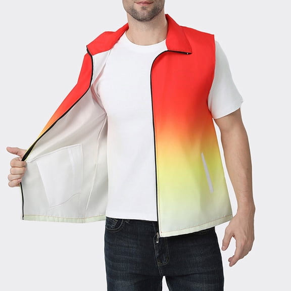 Womens Sports Zip-Up Vest Mens Athletic Hiking Lightweight Sleeveless Jackets Running Travel Adult Coats Yellow, L