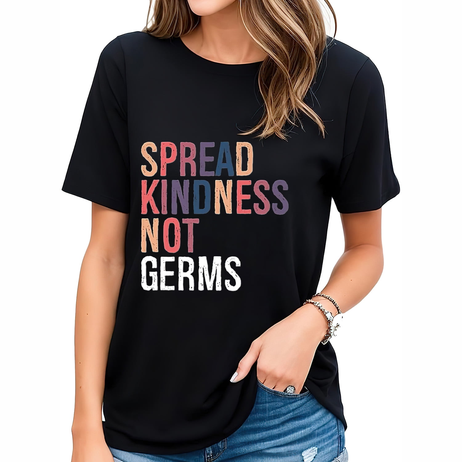 Womens Spread Kindness Not Germs, Inspirational Essential Be Kind T