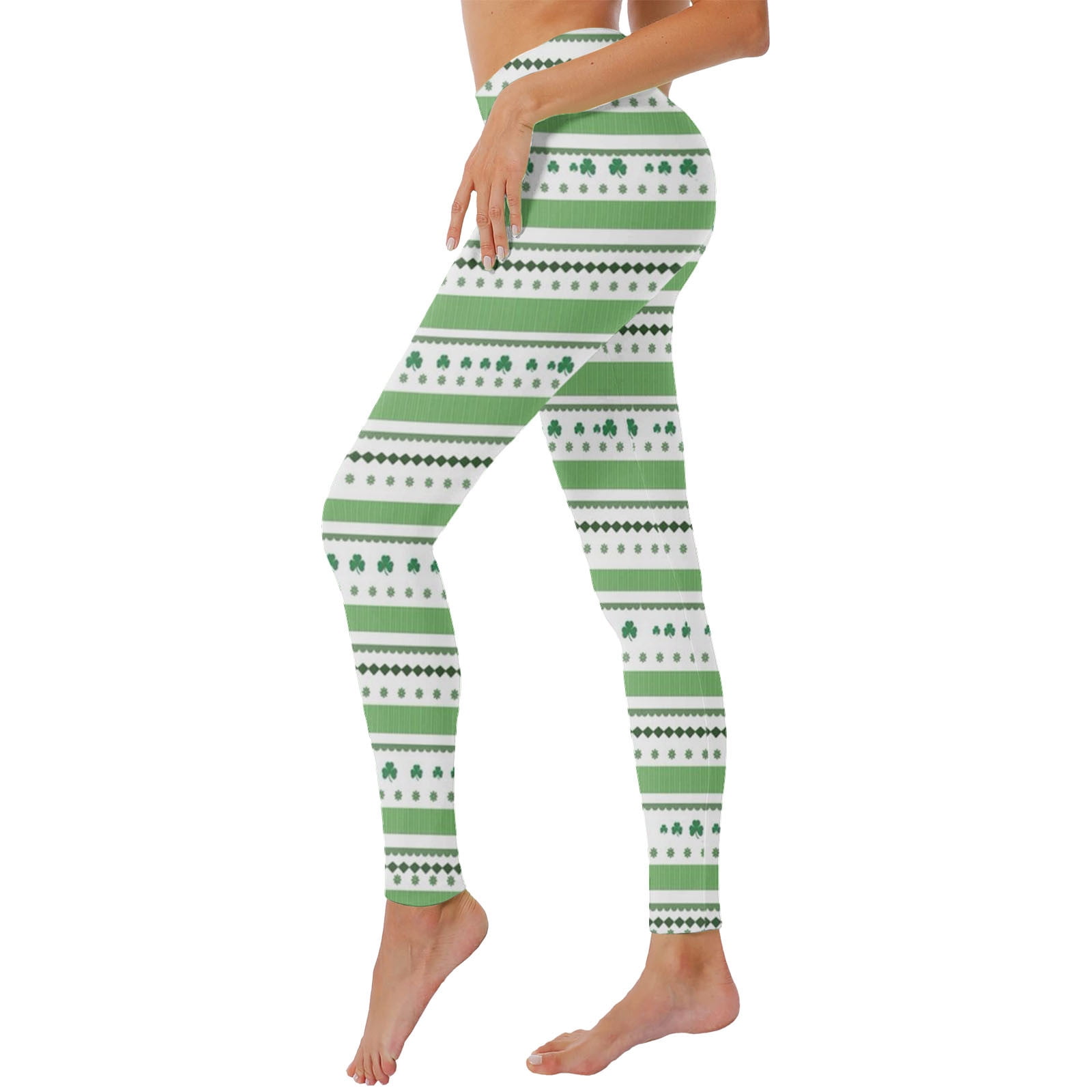 Womens Spring And Autumn Leggings Green Print Yoga Pants Tights Running Fitness Workout Leggings