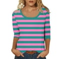 thumbnail image 1 of Womens Spring Clothes, 3/4 Sleeve Shirts for Women Summer Fashion Loose Fit Ombre Tie Dye Striped Printed Crewneck T-Shirts, 1 of 6
