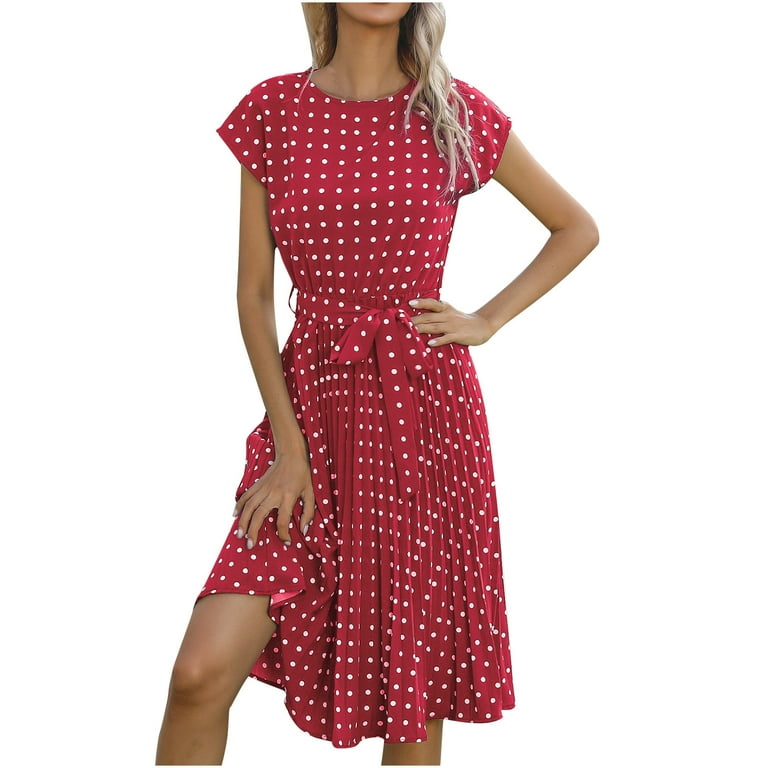 Womens Spring Dresses Clearance-Sale Short Sleeve V-Neck Knee-High