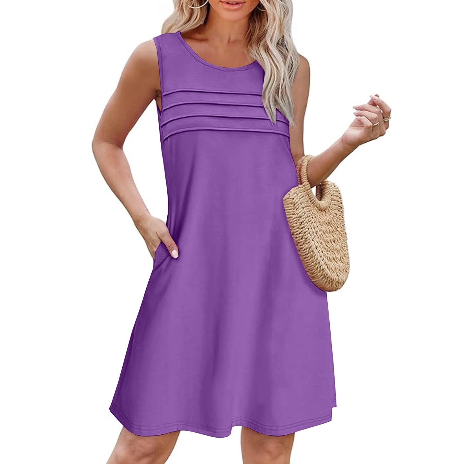 Womens Spring Dresses Sevevn Women's Summer Solid Color Loose