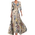 thumbnail image 1 of Womens Spring Floral Printed Maxi Dress 2025 Elegant V Neck Belted Summer Wedding Prom Cocktail Beach Dresses, 1 of 2