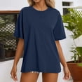 thumbnail image 1 of Womens Spring Going Out Tops Short Sleeve Crewneck Oversized T Shirts Casual Summer Clothes (Navy XL), 1 of 4
