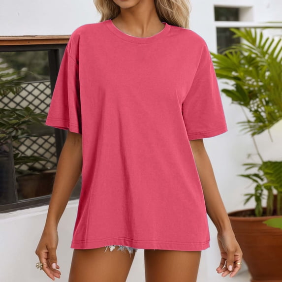 Womens Spring Going Out Tops Short Sleeve Crewneck Oversized T Shirts Casual Summer Clothes (Watermelon Red XXL)
