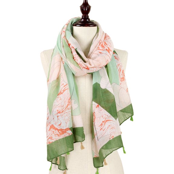 Womens Spring Lightweight Beautiful Louts Leaf Scarf-2 Colors (Lotus Leaf)