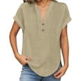 thumbnail image 1 of Womens Spring Short Sleeve T Shirts Fashion Tees V-Neck Summer Solid Color Loose Fit Tops, 1 of 5