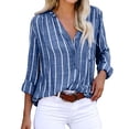 thumbnail image 1 of Womens Spring Summer Shirts Button Solid Crew Neck Shirts for Women, 1 of 4